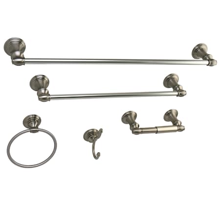 Kingston Brass 5-Piece Bathroom Accessories Set, Brushed Nickel BAHK2612478SN